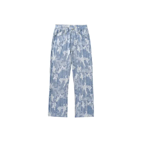 SFTTR Прямой крой Брюки Джинсы Унисекс Синий