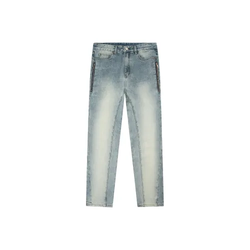 4EVER LAB Джинсы Унисекс Выстиранный Синий