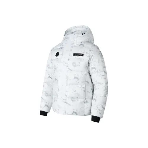 Skechers Пуховик Мужской Белый Серый С принтом по всей поверхности