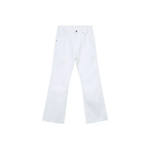 Voguo Relay Micro Stretch Mid Step Stitch Jeans Bootcut Unisex White