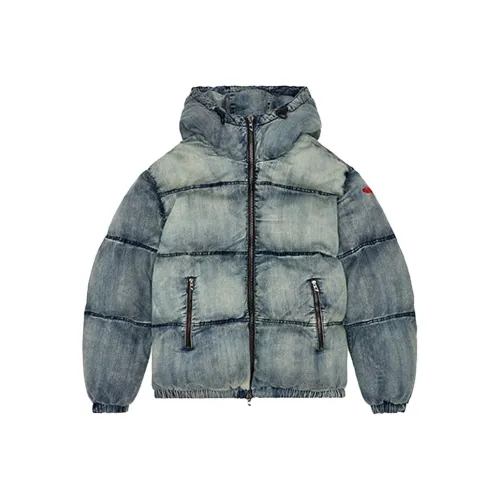 DIESEL FW24 Хлопковый пуховик Мужской Светло-синий Выцветший