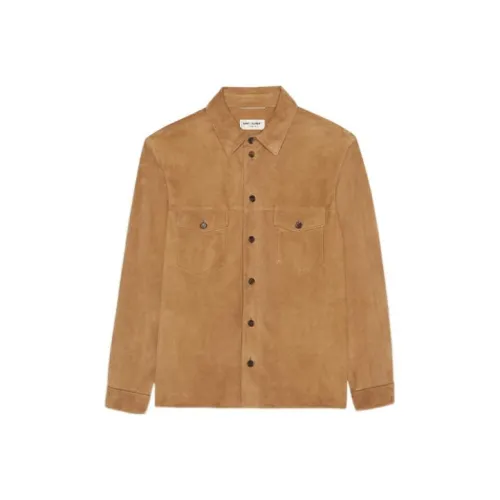 SAINT LAURENT FW22 Кожаная куртка мужская табачного цвета