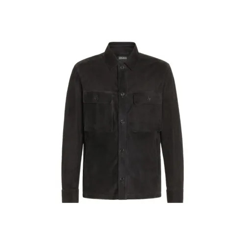 Ermenegildo Zegna Черные Мужские Кожаные Куртки