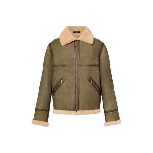 LOUIS VUITTON SS24 Кожаная куртка мужская оливково-зеленый