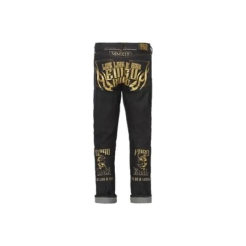 EVISU SS22 Джинсы Мужские Джинсовый Синий