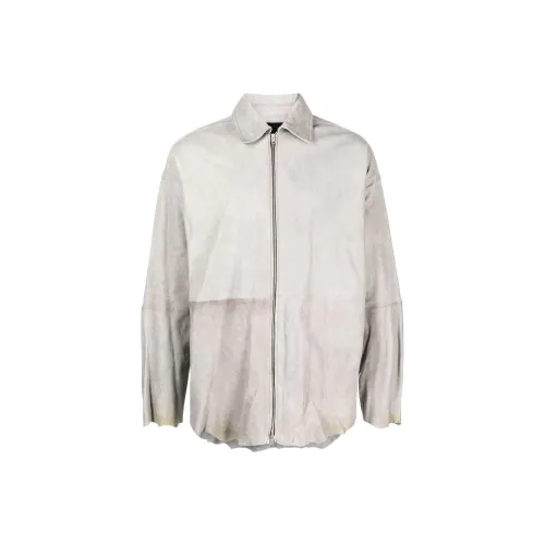 DIESEL Светло-серый Мужская кожаная куртка