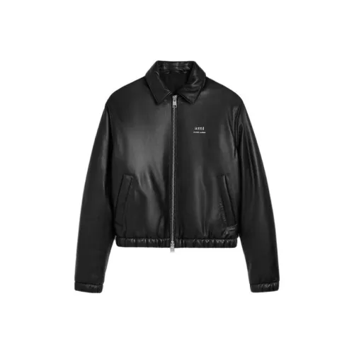 AMIPARIS SS24 Кожа Куртка Унисекс Черный