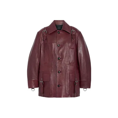 COACH SS23 Кожа Куртка Мужская Красная