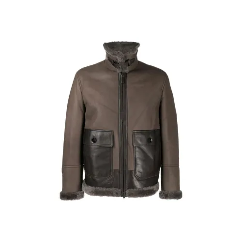 Brioni Тауповый Мужской Кожаные куртки