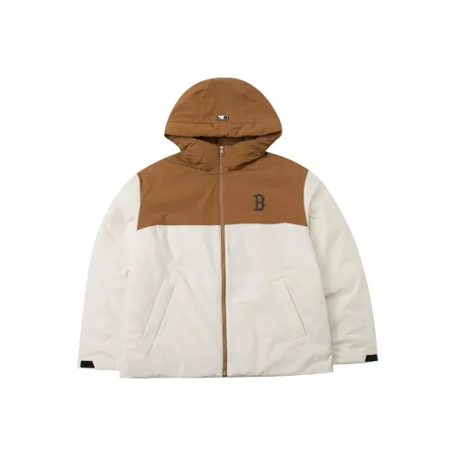 MLB Boston Red Sox Mega LOGO Блок Капюшон PARKA MID Короткий Пуховые куртки JKT Куртки Пальто Unisex Темный крем