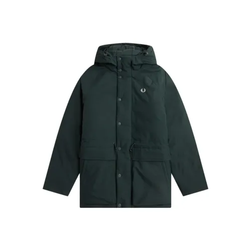 FRED PERRY Утепленный куртка на молнии Through Куртки и пальто Мужской Ночной зеленый
