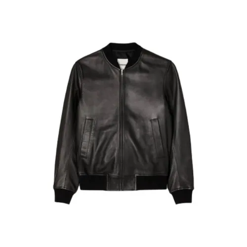 Sandro Гладкая кожа VARSITY Куртка Куртки Пальто Мужской Черный