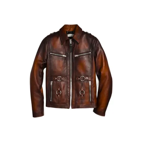 COACH Коричневый Мужская Кожаная Куртка