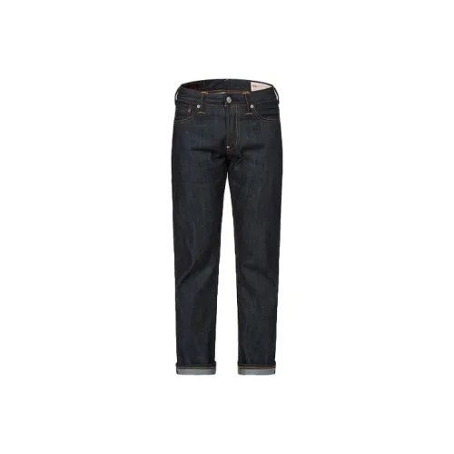 EVISU SS22 Узкие Штаны Эластичные Умеренные Джинсы Мужские Джинсовый Синий