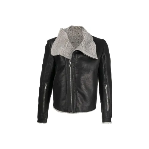 RICK OWENS совместный бренд Черные мужские кожаные куртки