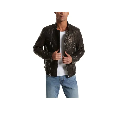 MICHAEL KORS Crinkled кожа байкерская куртка кожа куртка мужская черная