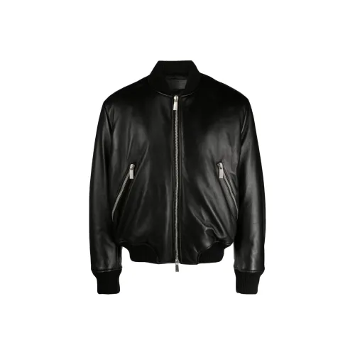 OFF Белый Кожаная Куртка Мужская Черная