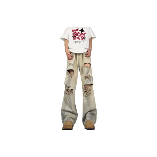 HELEH Грязно-желтые унисекс джинсы