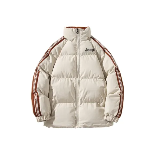 JEEP Полосатый Цветовой блок Текстильный ремень Воротник-стойка Утолщенный Теплоизоляционный Пуховая куртка Унисекс