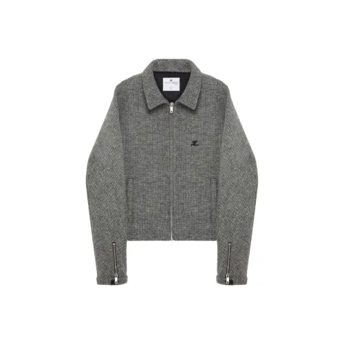 COURREGES Шерсть Икорный Застежка-молния Бомбер Куртка Куртки Пальто Мужской Серый