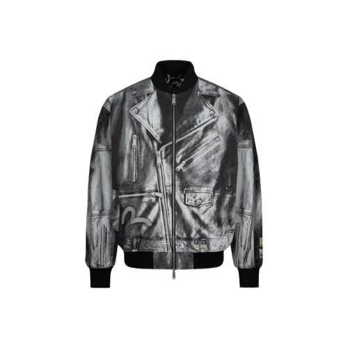 EVISU Джинсовая куртка черного цвета с принтом по всей поверхности, мужская