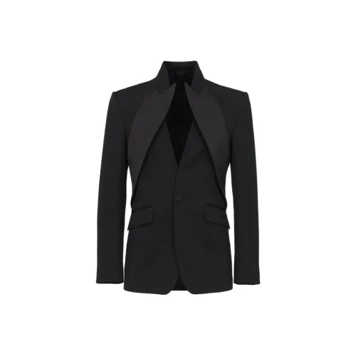 Alexander McQueen TWISTED Отложной воротник Tuxedo Куртка Куртки Пальто Мужской Черный