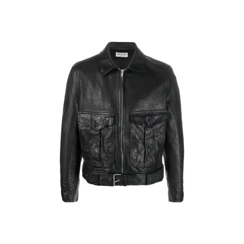 SAINT LAURENT SS23 Кожаная куртка мужская черная