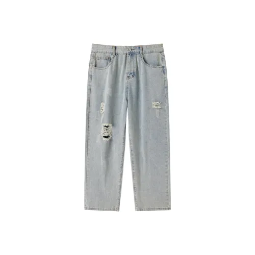 GROOL Прямой крой Брюки Джинсы Unisex Light Синий