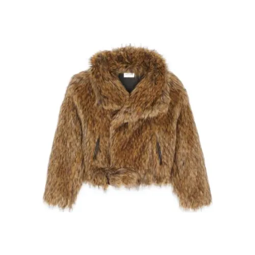 SAINT LAURENT FW22 Мех Куртка Мужская Коричневая