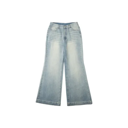 FOH Spring Fall Jeans Unisex Light Blue