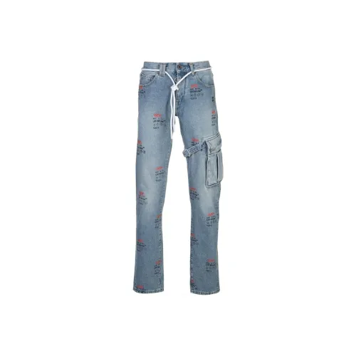 Off Белый Синий Мужские Джинсы