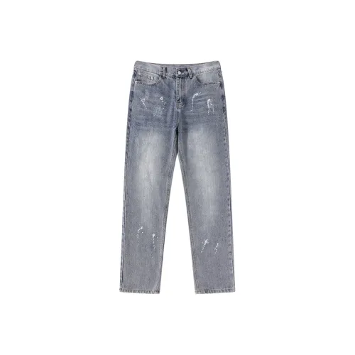 33TH Джинсовый синий + Белый Краска Spray Унисекс Джинсы