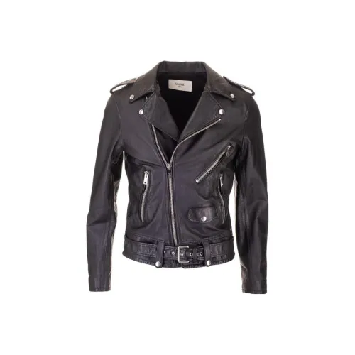 CELINE Мужские черные кожаные куртки