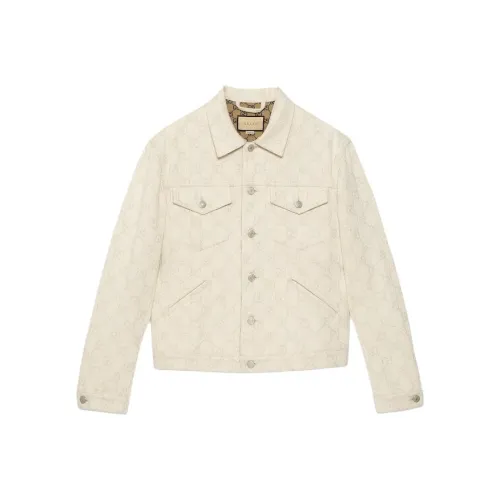 GUCCI GG Хлопок Жаккард Куртка Куртки Пальто Мужской Айвори Белый