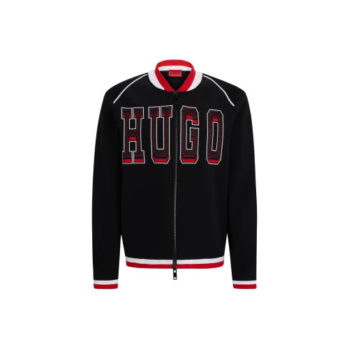 Hugo Boss Relaxed Fit Bomber Куртка с Sporty Логотип Куртки и Пальто Мужской Черный