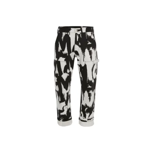 Alexander McQueen Черный/Белый Мужские Джинсы