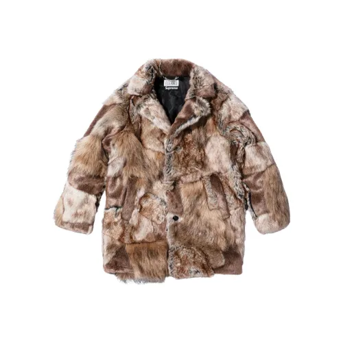Supreme MM6 Maison Margiela Co Бренд Коричневый/Коричневый Унисекс Меховые изделия