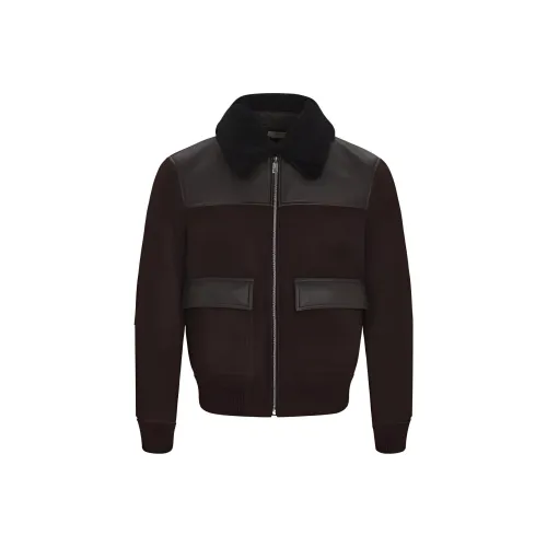 BALLY FW23 Кожа Куртка Мужская Темно-Кофейная