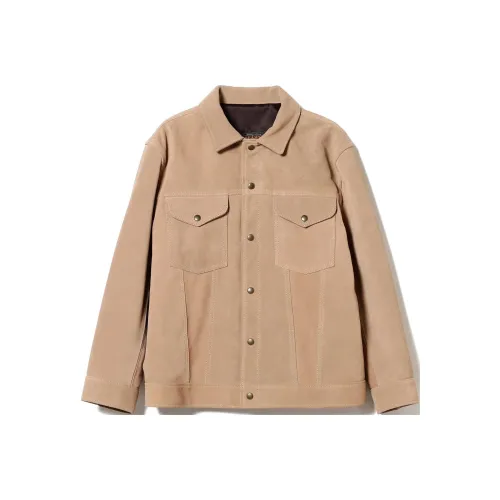 BEAMS совместный бренд Коричневый Мужская кожаная куртка