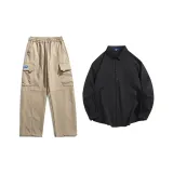 Хаки брюки + черная рубашка