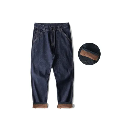 Jeep Джинсы Осенние и Зимние Унисекс Синий