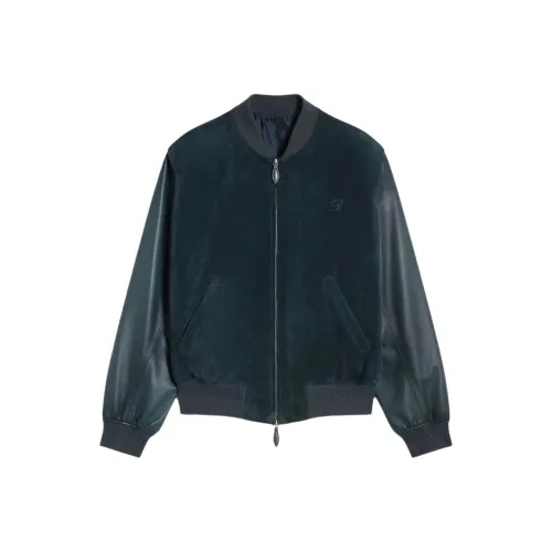 BERLUTI Антрацитовый Синий Мужские Кожаные Куртки