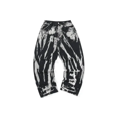 GENANX Прямой крой Брюки Джинсы Унисекс Черный Серый