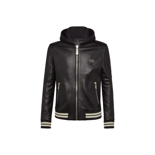 PHILIPP PLEIN Черные Мужские Кожаные Куртки