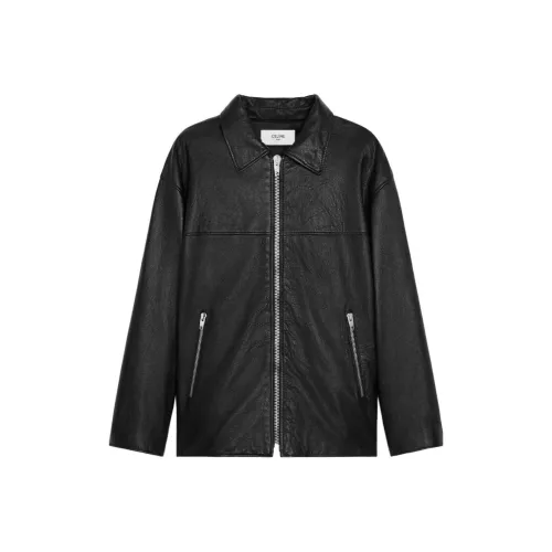 CELINE SS24 Кожа Куртка Мужская Черная