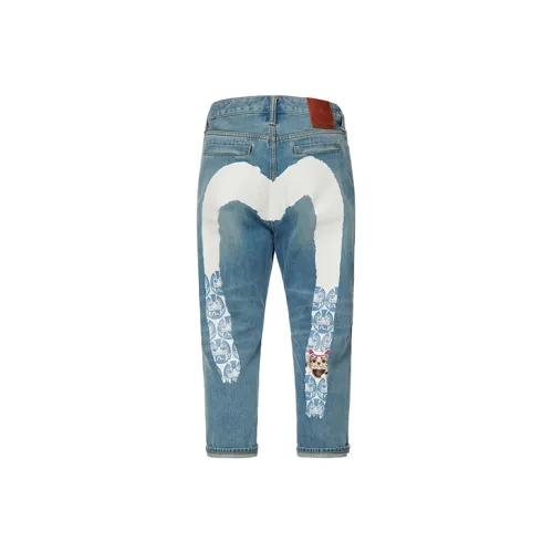 EVISU SS22 Узкие брюки Джинсы Мужские Джинсовый синий