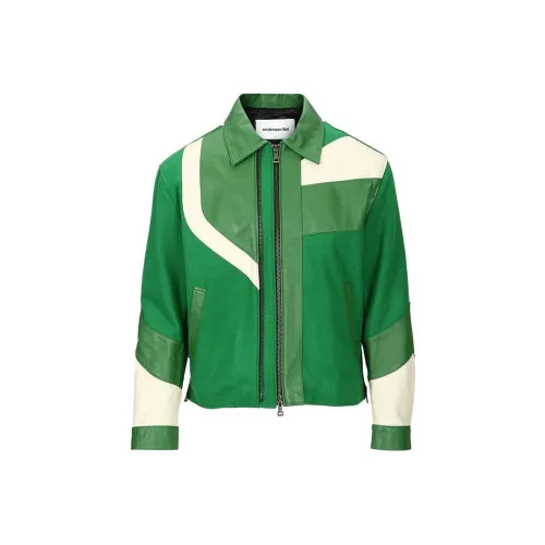 ANDERSSON BELL Зеленый Мужская Кожаная Куртка