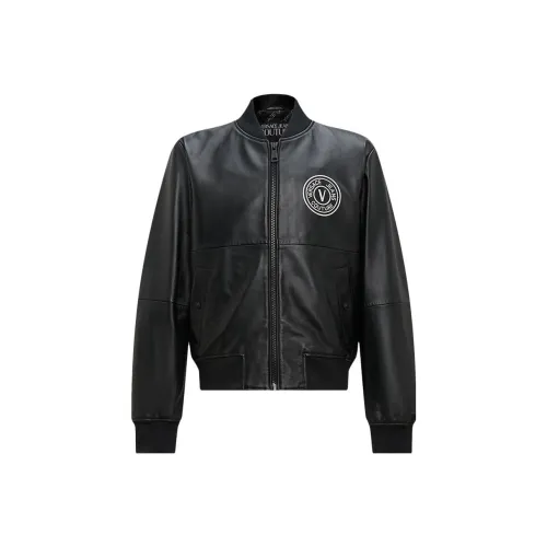 VERSACE JEANS COUTURE FW23 Кожа Куртка Мужская Черная