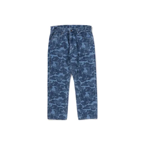 A BATHING APE Asian Camouflage Limited Collection Морской синий Унисекс Джинсы