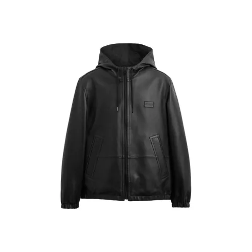 COACH SS24 Кожаная куртка мужская черная